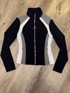 BBSP Bebe Sport Gray & White Colorblock Zip-Front Athletic Jacket